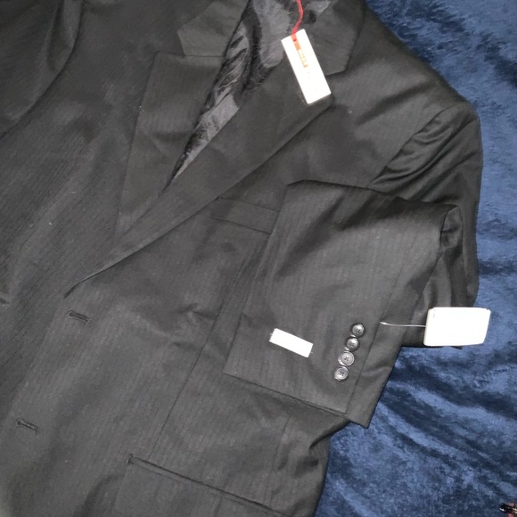Izod new sports coat size46R, black self shuttle stripes - Picture 2 of 5